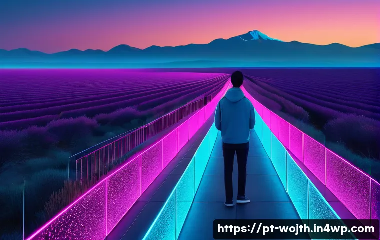 가치중심 기술의 윤리적 고려사항 - **Digital Privacy as a Conscious Journey:**
"A young adult, gender-neutral, stands calmly on a p...