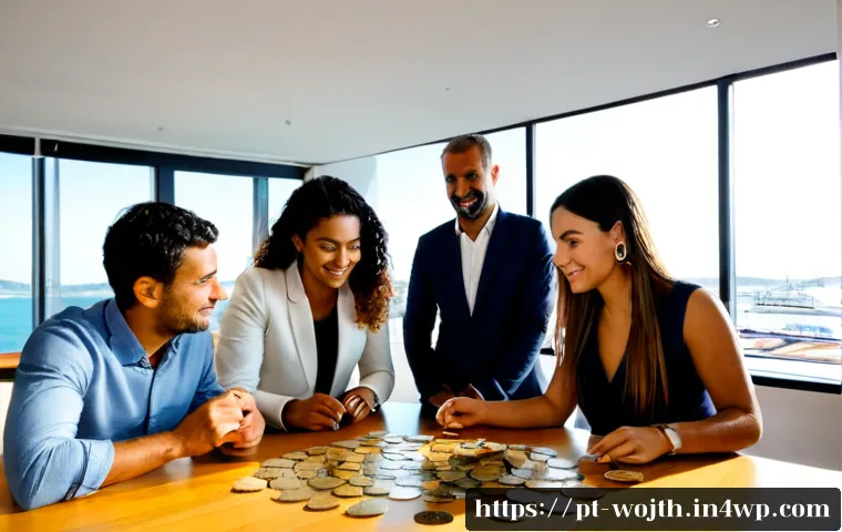 Home 17 가치중심 기술과 글로벌 시장 진출 전략 - Photorealistic international business strategy meeting in a bright Lisbon waterfront office, diverse...